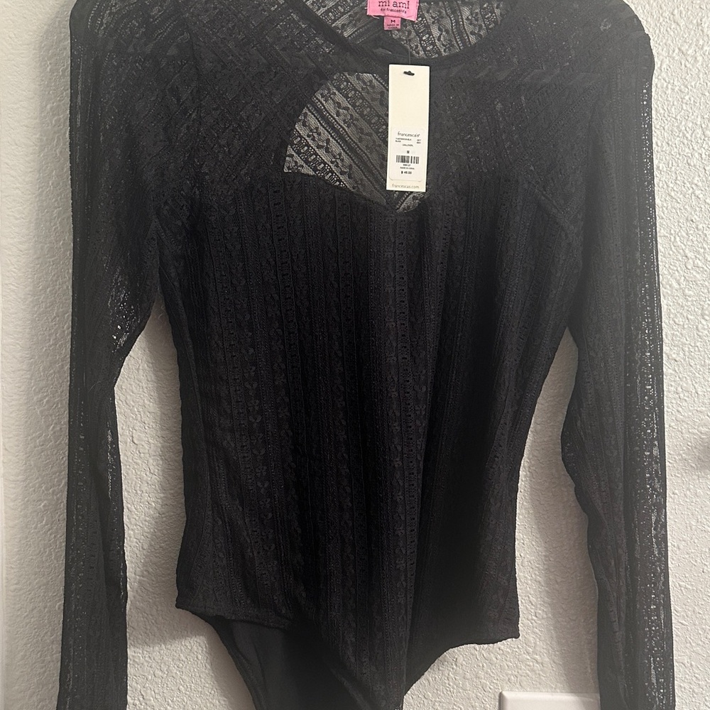 Miami Black Lace Long Sleeve Bodysuit